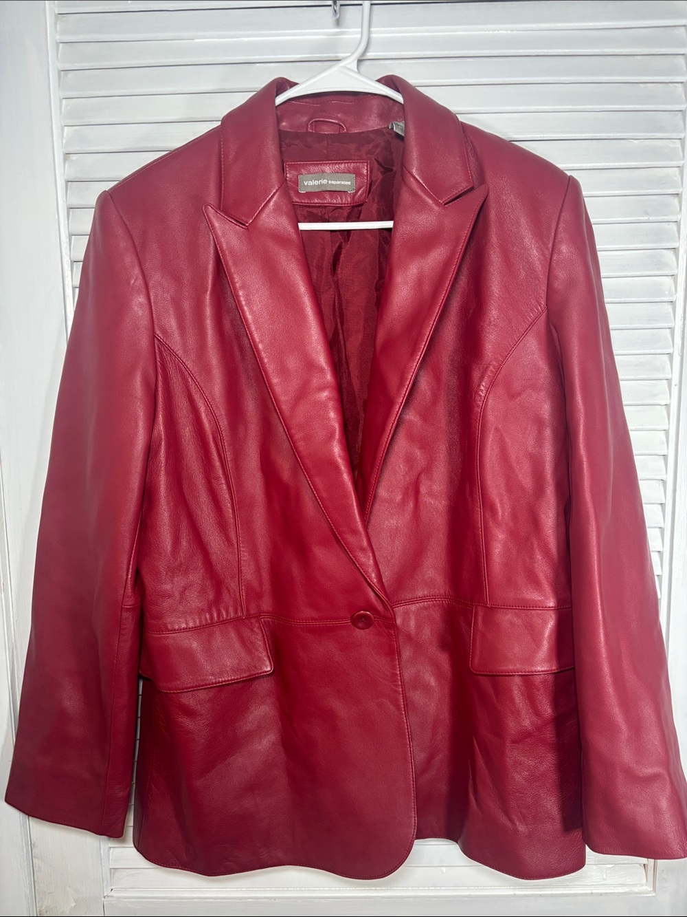 Valerie Separates Red Leather Single-Button Blazer Jacket